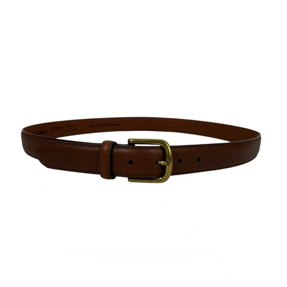 L.L. Bean Brown Full Grain Leather Made In USA Belt Mens Size 38 Casual EUC - Picture 2 of 12